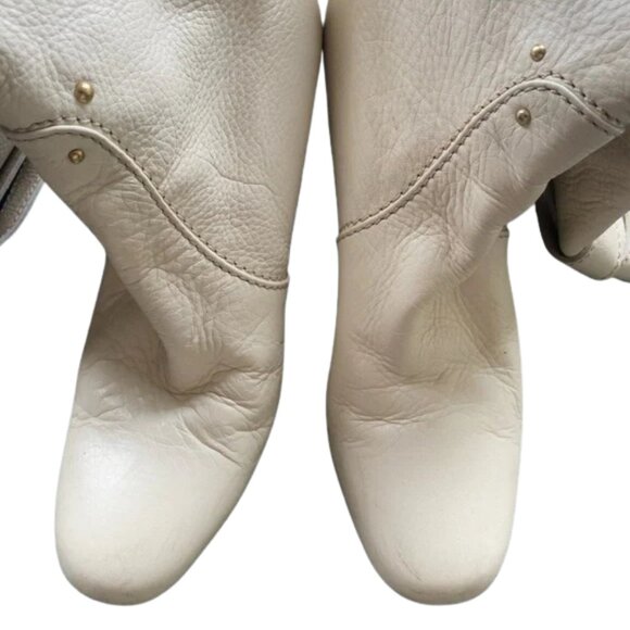 Chloé Boots Rare Wrap Strap Buckle Cream Leather Knee-High – size 39 - Picture 7 of 13